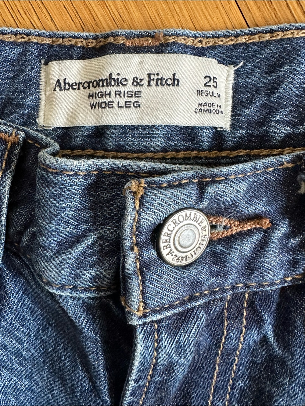 Abercrombie & Fitch Wide-Leg Jeans in Dark Blue Wash Size 25 Regular - Picture 6 of 11